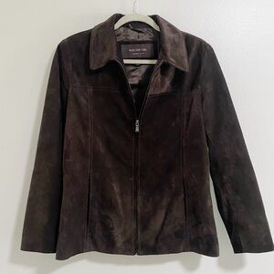 Marc New York Andrew Marc Dark Brown Leather Zip Up Jacket Large